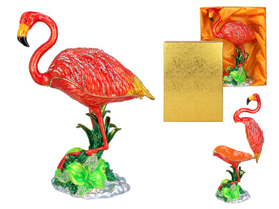 Caixa metálica Flamingo com possibilidade de personalização por gravação, decorativa, ideal como presente, 22 cm de altura