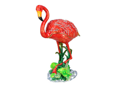 Caixa metálica Flamingo com possibilidade de personalização por gravação, decorativa, ideal como presente, 22 cm de altura