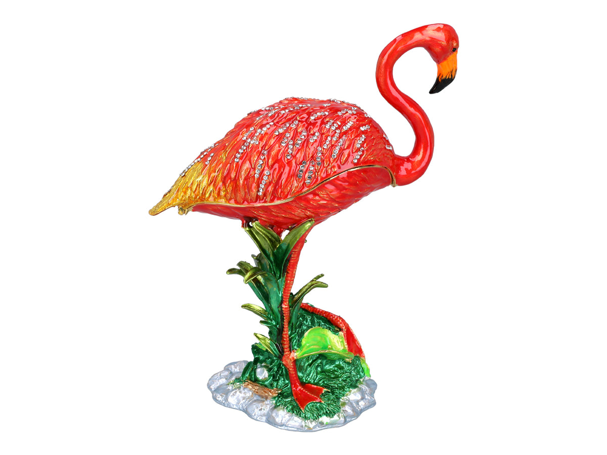 Caixa metálica Flamingo com possibilidade de personalização por gravação, decorativa, ideal como presente, 22 cm de altura