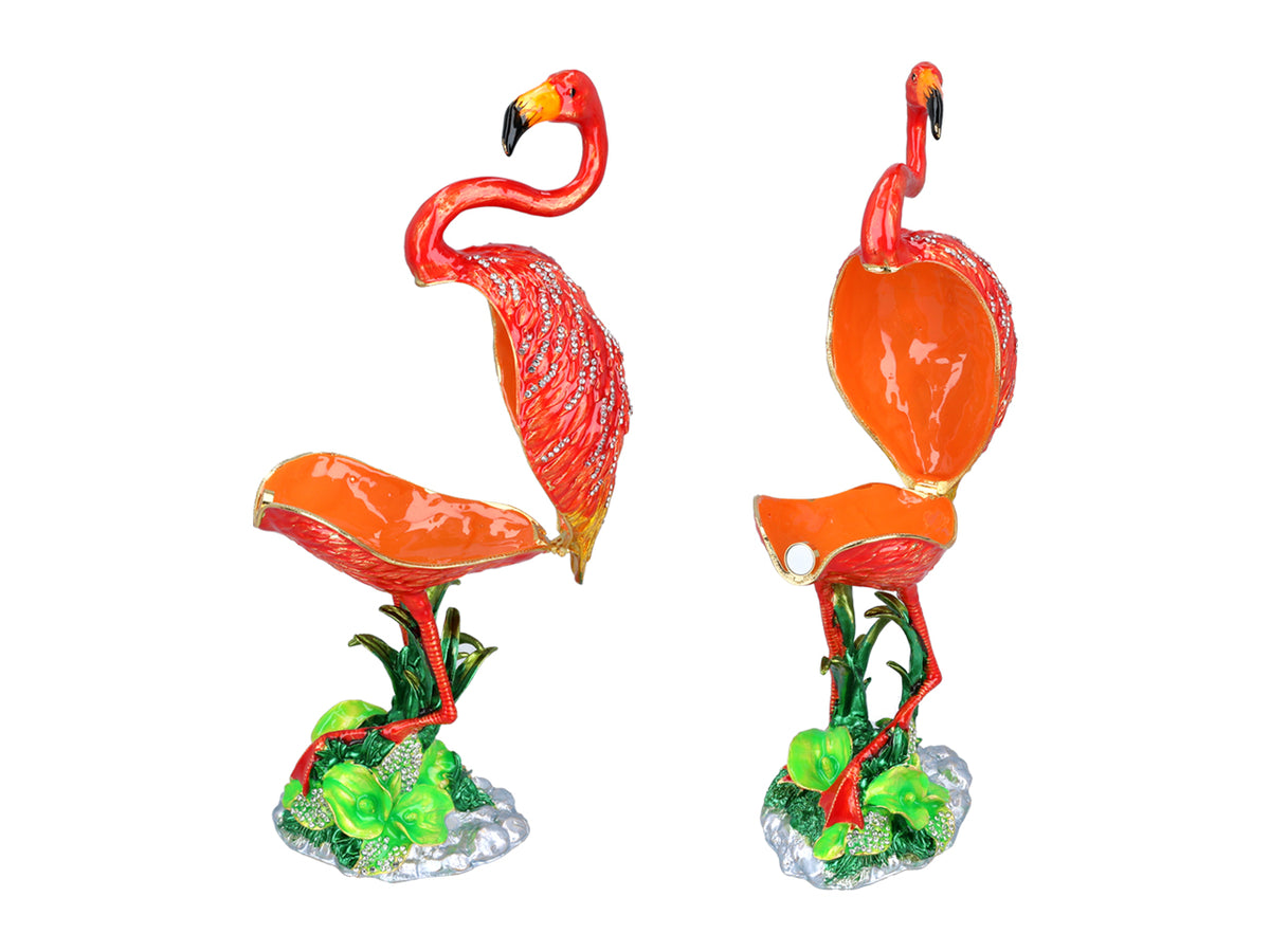 Caixa metálica Flamingo com possibilidade de personalização por gravação, decorativa, ideal como presente, 22 cm de altura