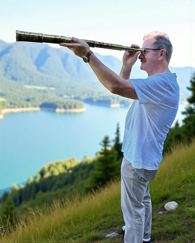 Luneta Real “Voyager 1818” – Exclusiva, em latão, 83 cm, feita à mão, com estojo em pele natural – Edição de colecionador, personalizável com gravação para presente