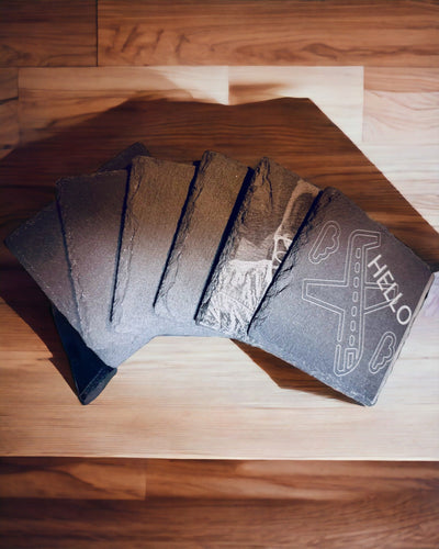 Base para café, chá em Pedra Natural com Gravação Personalizada – Quadrado, círculo, hexágono, 10 cm