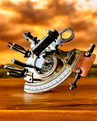 Sekstant Premium com Bússola Antiga - possibilidade de personalização com gravação