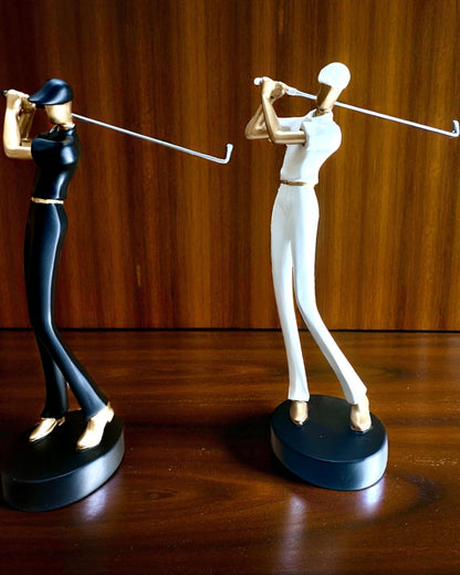Figura de golfista "Swing Elegance", 24 cm de altura, decorativa com possibilidade de gravação para presente