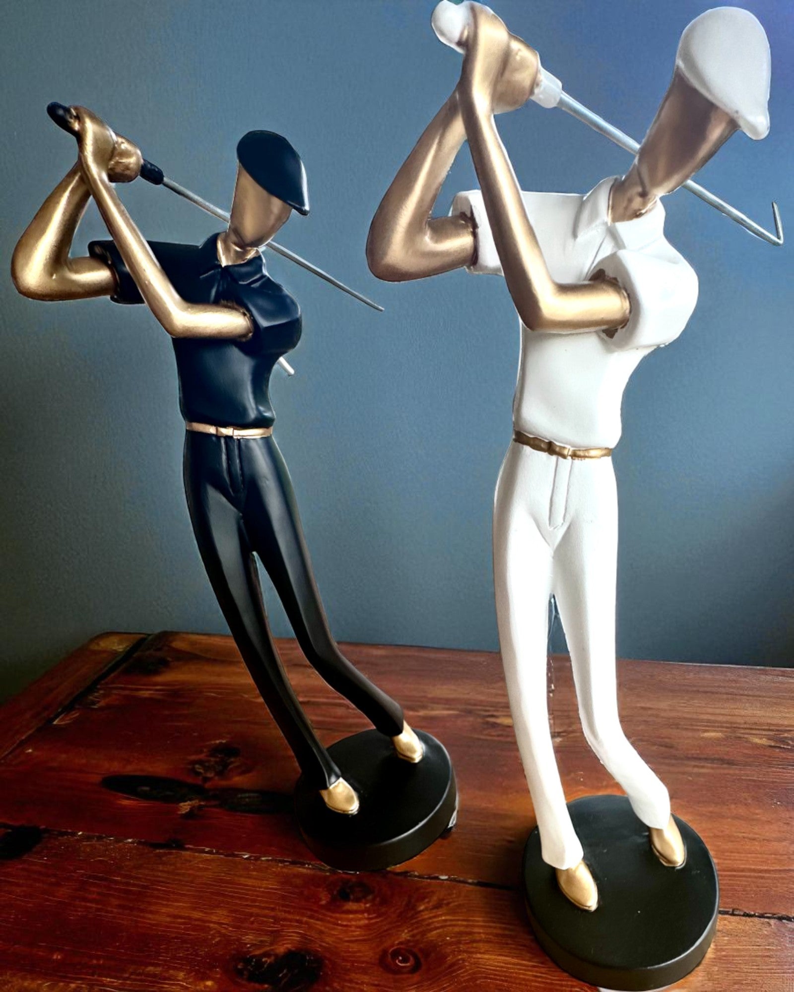 Figura de golfista "Swing Elegance", 24 cm de altura, decorativa com possibilidade de gravação para presente