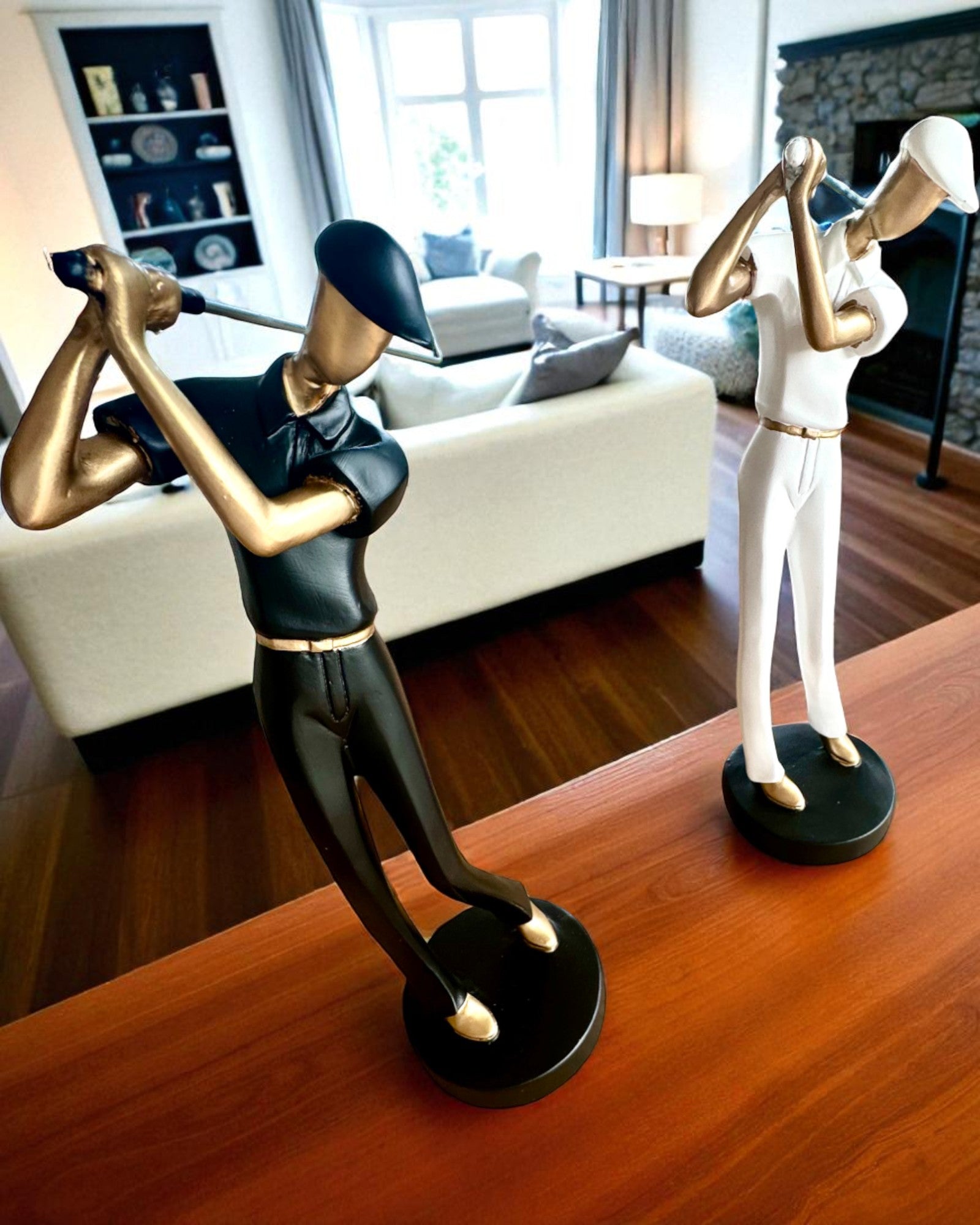 Figura de golfista "Swing Elegance", 24 cm de altura, decorativa com possibilidade de gravação para presente