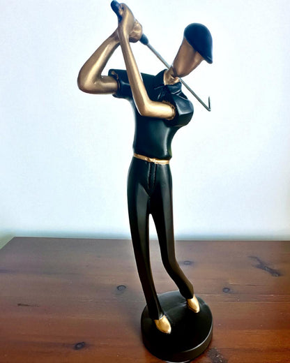 Figura de golfista "Swing Elegance", 24 cm de altura, decorativa com possibilidade de gravação para presente