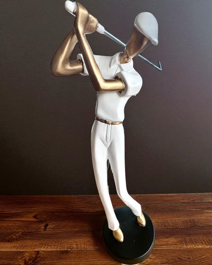 Figura de golfista "Swing Elegance", 24 cm de altura, decorativa com possibilidade de gravação para presente