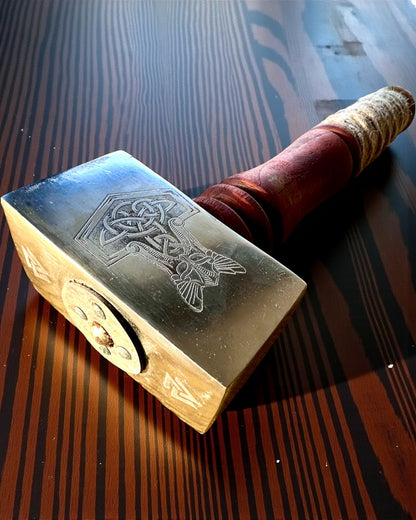 Martelo Mjölnir dos Skalds – 33 cm, Martelo Viking Forjado à Mão com Opção de Gravação