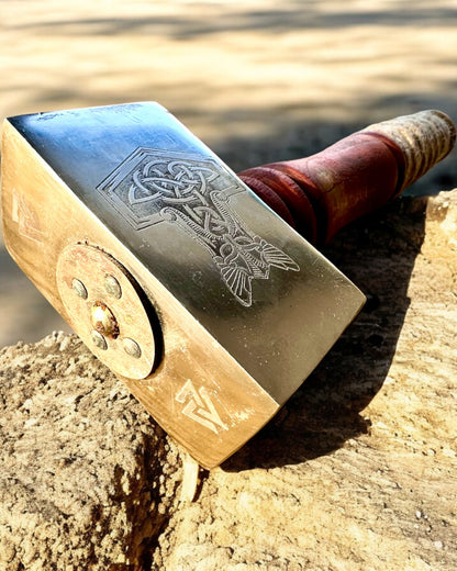 Martelo Mjölnir dos Skalds – 33 cm, Martelo Viking Forjado à Mão com Opção de Gravação