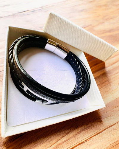 Pulseira masculina Âncora de Elegância com opção de gravação para presente