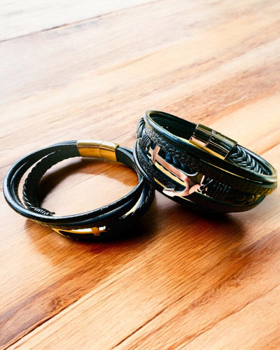 Pulseira masculina Âncora de Elegância com opção de gravação para presente