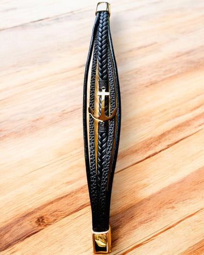 Pulseira masculina Âncora de Elegância com opção de gravação para presente
