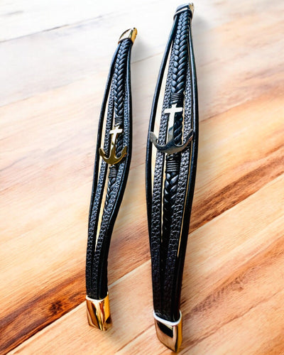 Pulseira masculina Âncora de Elegância com opção de gravação para presente