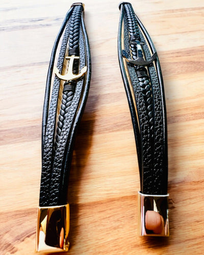 Pulseira masculina Âncora de Elegância com opção de gravação para presente