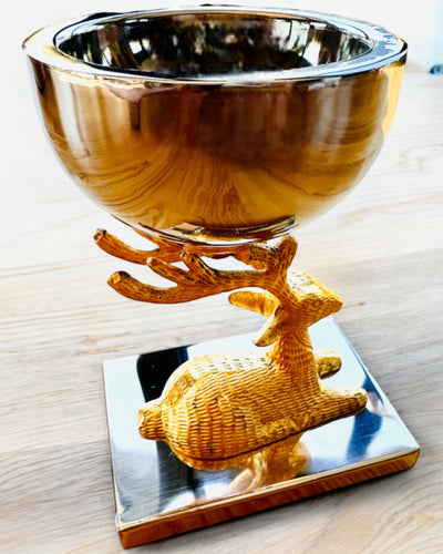 Taça decorativa Troféu de Veado – Artesanato da Índia, personalização com gravação