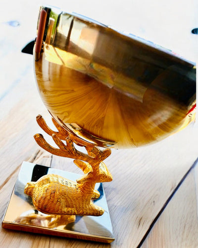 Taça decorativa Troféu de Veado – Artesanato da Índia, personalização com gravação