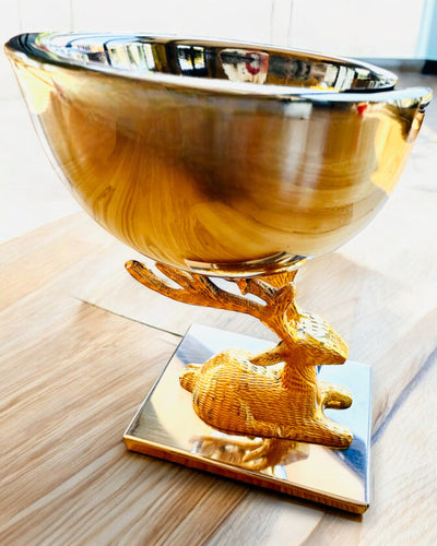 Taça decorativa Troféu de Veado – Artesanato da Índia, personalização com gravação