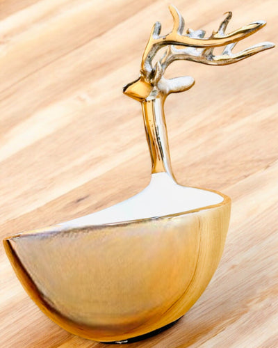 Tigela Elegante Beleza com Chifres – Artesanato da Índia, personalização com gravação