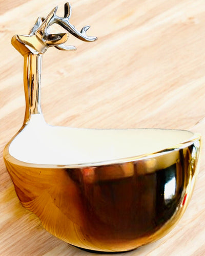 Tigela Elegante Beleza com Chifres – Artesanato da Índia, personalização com gravação