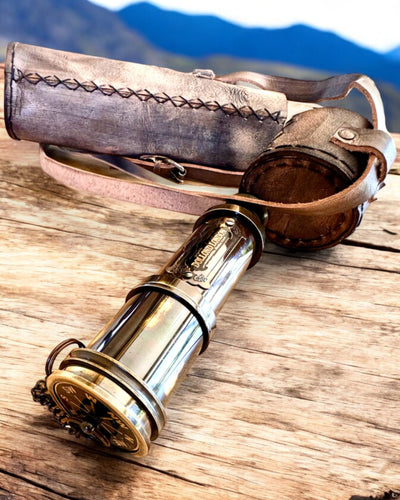 Luneta Premium "Voyager" com Luneta Gravada e Estojo de Pele Natural, possibilidade de personalização com gravação para presente