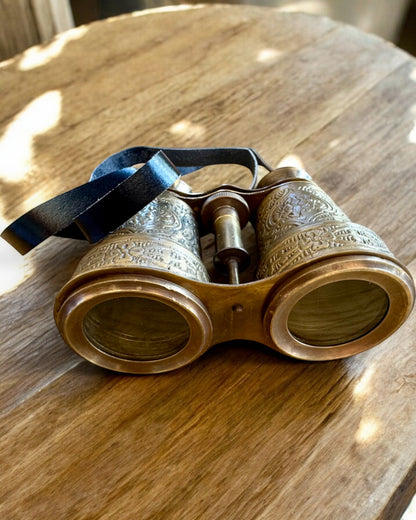 Binóculo com estojo de couro Victorian's Eye, 11 cm de Latão, Decorado à mão, personalização com gravação para presente