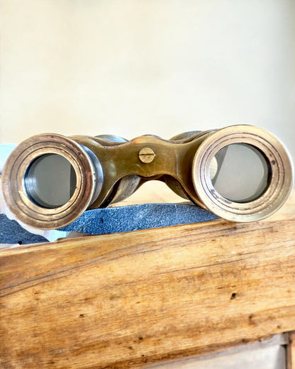 Binóculo com estojo de couro Victorian's Eye, 11 cm de Latão, Decorado à mão, personalização com gravação para presente