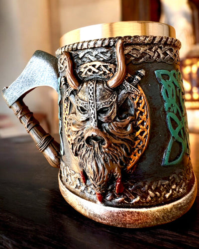 Caneca Viking Ragnar's Horn - com Opção de Gravação para presente, 250 ml