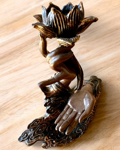 Mão Mística, Incensário, suporte para incenso com Fluxo, possibilidade de personalização com gravação para presente