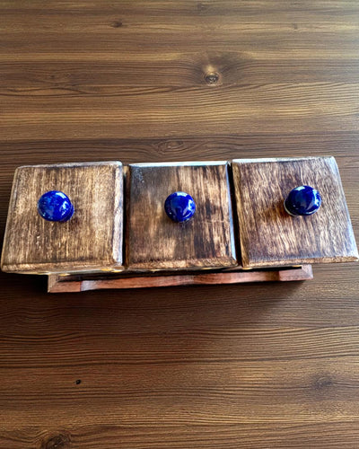 Conjunto Royal Trio – Chá, Café, Açúcar de madeira Shisham, feito à mão, com opção de gravação para presente