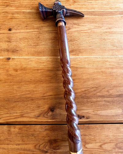 Bengala de Passeio - WIKING com cabeça em forma de martelo de guerra, possibilidade de personalização com gravação para presente