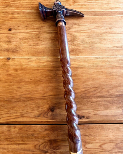 Bengala de Passeio - WIKING com cabeça em forma de martelo de guerra, possibilidade de personalização com gravação para presente