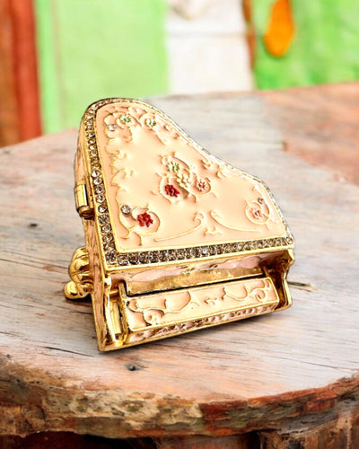 Elegante caixa de joias "Mini Piano - rosas clássicas" - com opção de gravação para presente