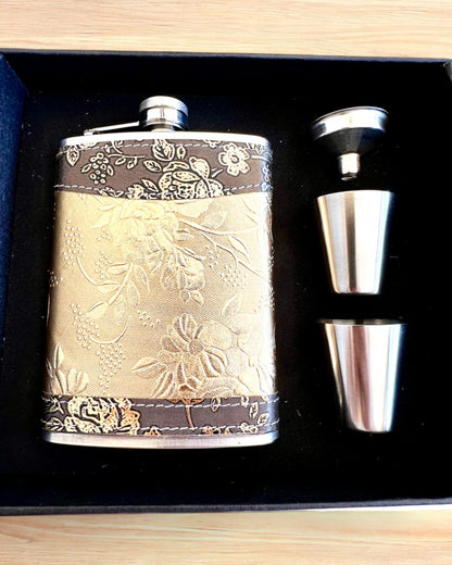 Elegante garrafa "Golden Rose" com conjunto de copos, personalização com gravação para presente
