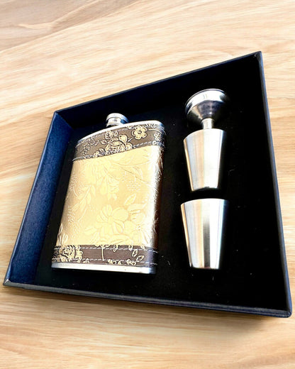 Elegante garrafa "Golden Rose" com conjunto de copos, personalização com gravação para presente