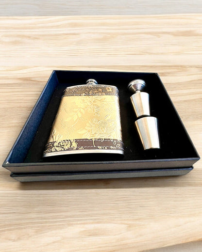 Elegante garrafa "Golden Rose" com conjunto de copos, personalização com gravação para presente