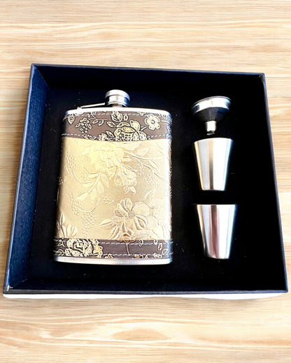 Elegante garrafa "Golden Rose" com conjunto de copos, personalização com gravação para presente