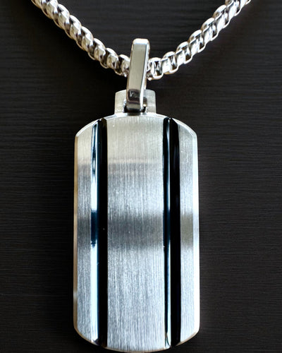 Colar masculino Dog Tag "SteelVision" – aço inoxidável, 15 variantes, personalização com gravação