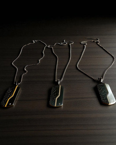 Colar masculino Dog Tag "SteelVision" – aço inoxidável, 15 variantes, personalização com gravação
