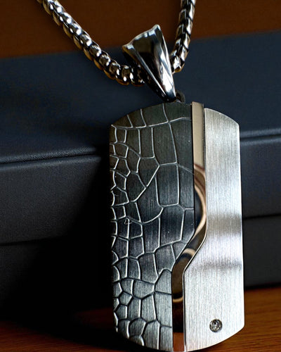 Colar masculino Dog Tag "SteelVision" – aço inoxidável, 15 variantes, personalização com gravação