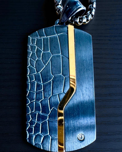 Colar masculino Dog Tag "SteelVision" – aço inoxidável, 15 variantes, personalização com gravação