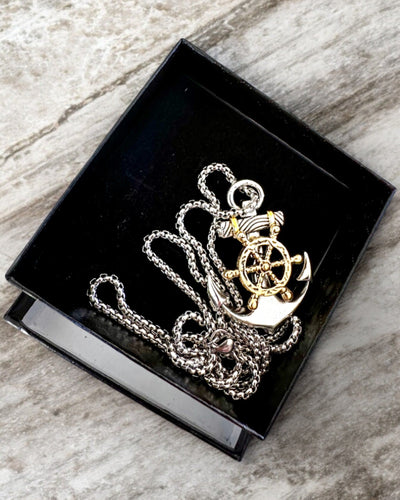 Amuleto Marinho Âncora do Capitão, colar com opção de gravação para presente