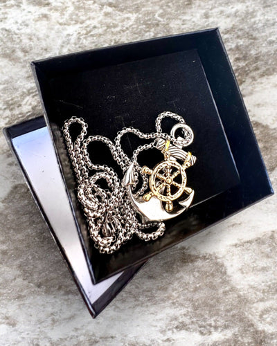 Amuleto Marinho Âncora do Capitão, colar com opção de gravação para presente