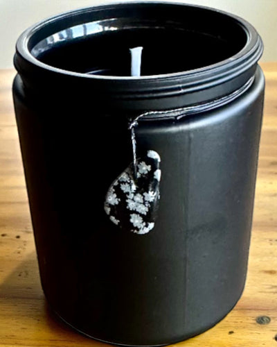 Vela de soja intencional Obsidiana – autoconfiança e força interior, 250 ml, possibilidade de personalização para presente