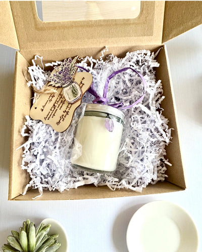 Vela de soja intencional Ametista – paz, harmonia e purificação, 250 ml, possibilidade de personalização para presente