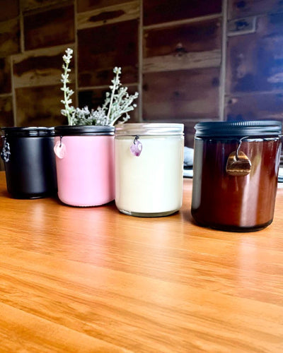 Vela de soja intencional Ametista – paz, harmonia e purificação, 250 ml, possibilidade de personalização para presente