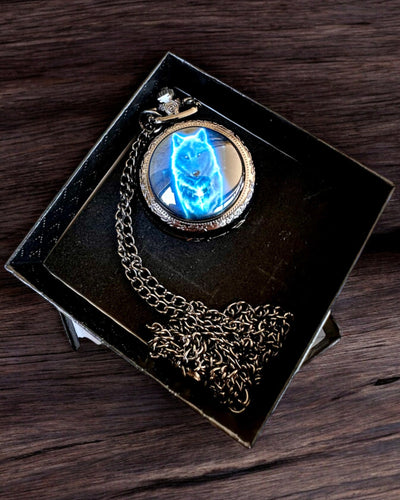 Relógio de Bolso Lunar Wolf – Relógio do Lobo Lunar, possibilidade de personalização com gravação para presente