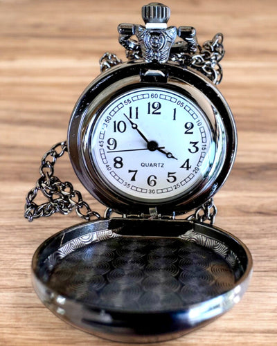 Relógio de bolso Unicorn Elegance com corrente, motivo de unicórnio, gravação personalizada gratuita