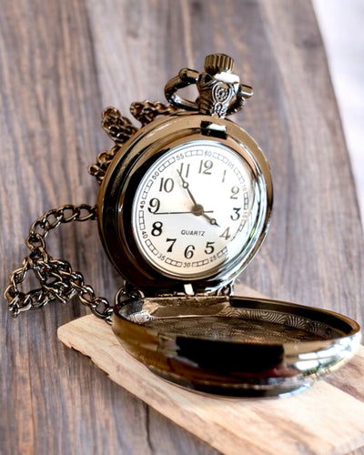 Relógio de Bolso Lunar Wolf – Relógio do Lobo Lunar, possibilidade de personalização com gravação para presente