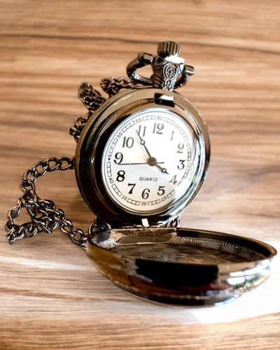 Relógio de bolso Unicorn Elegance com corrente, motivo de unicórnio, gravação personalizada gratuita